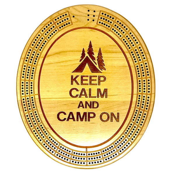 Keep Calm and Camp on Cribbage Board