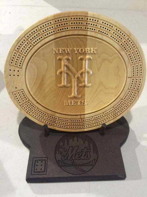 3D New York Mets Cribbage Board - Display Stand Optional. - Laser's Edge Design RD