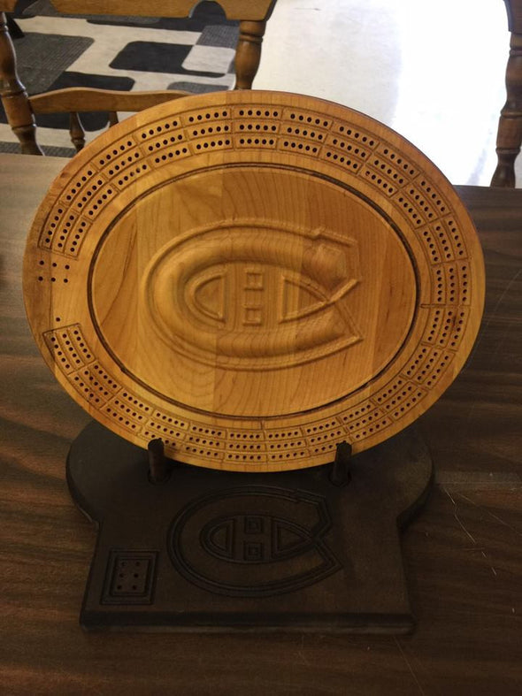 Montreal Canadians 3D Cribbage Board - Display Stand Optional. - Laser's Edge Design RD