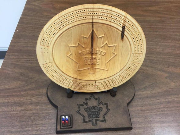 3D Toronto Maple Leafs Cribbage Board - Stand included if ordered. - Laser's Edge Design RD