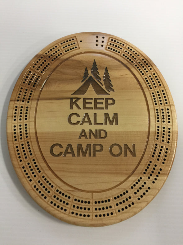 Keep Calm and Camp on Cribbage Board - Laser's Edge Design RD