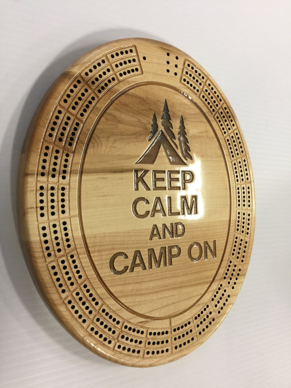 Keep Calm and Camp on Cribbage Board - Laser's Edge Design RD