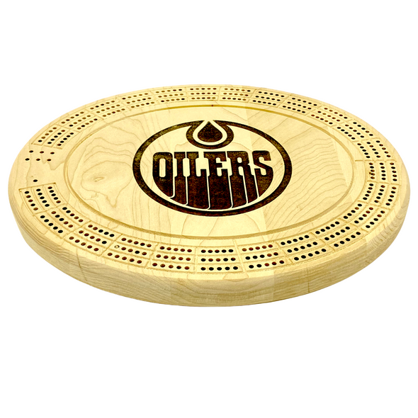 Engraved Edmonton Oilers Cribbage Board - Stand Sold Separately