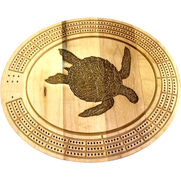 Engraved Turtle Cribbage Board