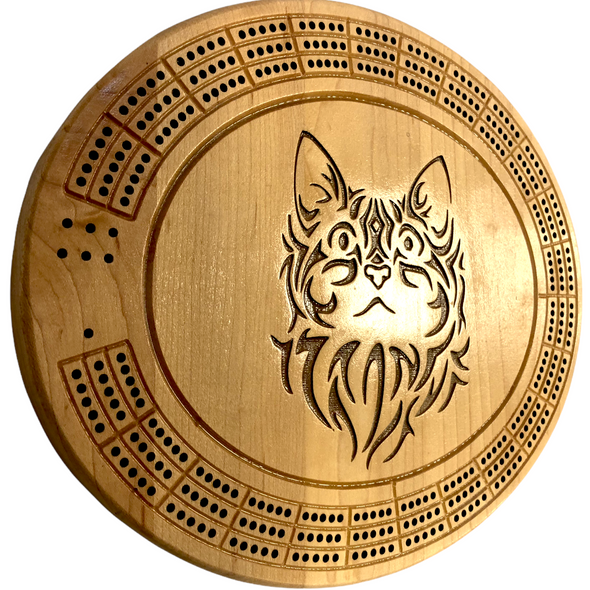 Cat Face Cribbage Board
