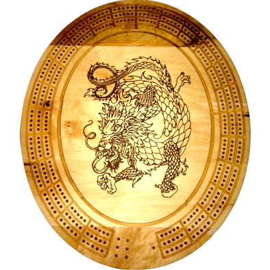 Engraved Chinese Dragon Cribbage Board